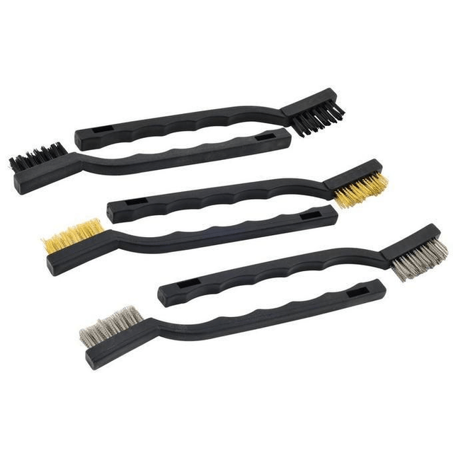 6 PIECE SMALL WIRE BRUSH SET BRUSHES STEEL BRASS NYLON METAL RUST PAINT REMOVER