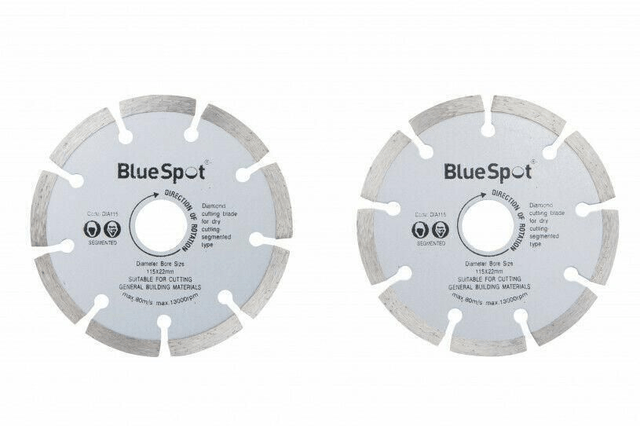 BlueSpot 115mm (4.5") Segmented Diamond Dry Cutting Disc - Pack of 2