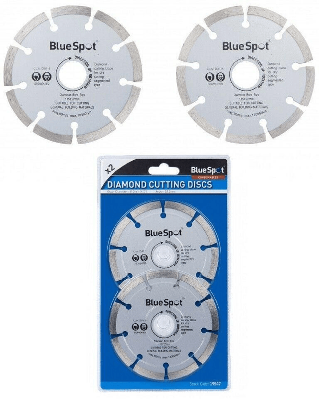 BlueSpot 115mm (4.5") Segmented Diamond Dry Cutting Disc - Pack of 2